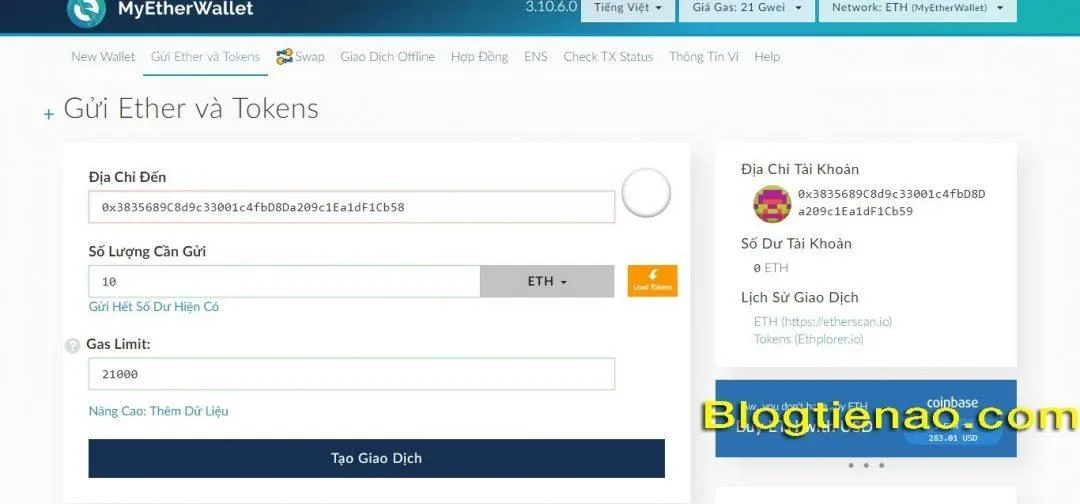 Cách gửi ETH cho người khác