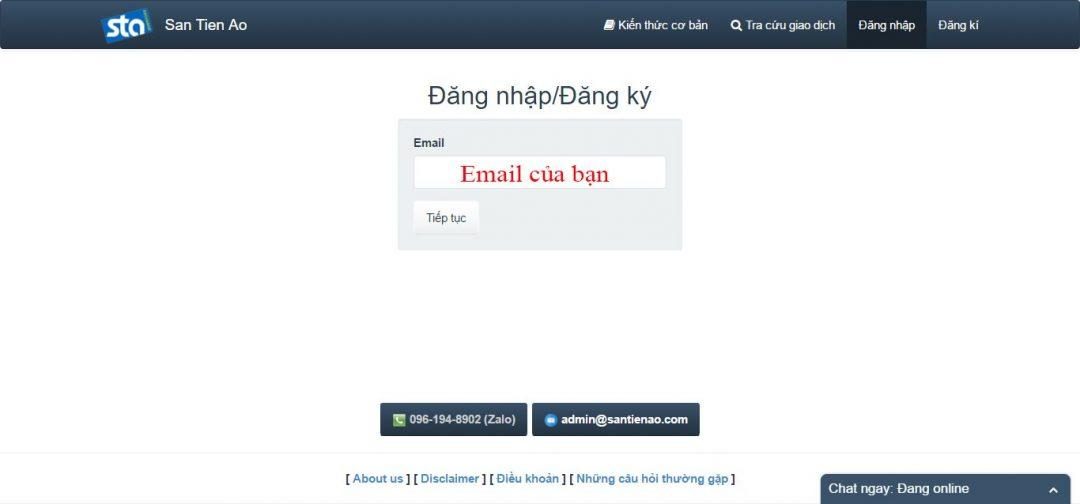 Đăng ký tài khoản trên sàntiềnảo.om