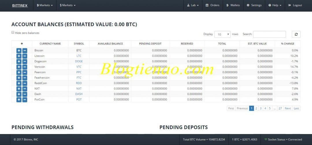 Tạo địa chỉ ví Bittrex