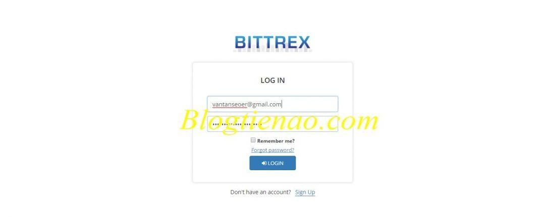 Tiến hành Login vào Bittrex 2