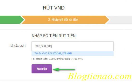 Xác nhận số tiền rút