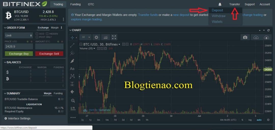 Cách tạo ví Bitfinex