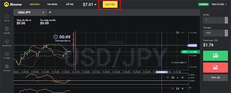 Hướng dẫn nạp tiền vào sàn Binomo. Ảnh 1
