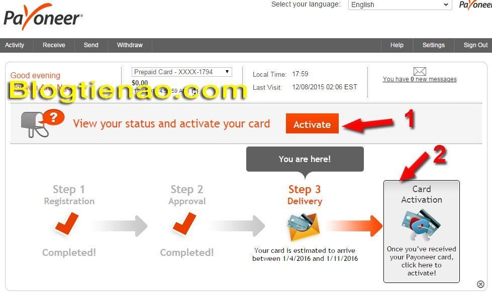 Cách Active tài khoản Payoneer. Ảnh 1