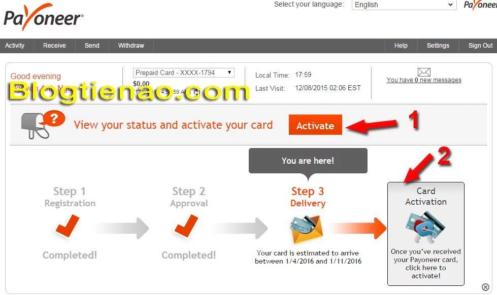 Payoneer اکاؤنٹ کو چالو کرنے کا طریقہ تصویر 1
