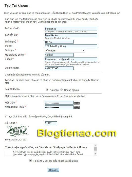 Đăng ký tài khoản perfect money