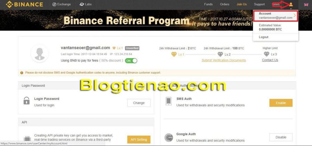 Nâng hạn mức rút tiền trên Binance. Ảnh 1
