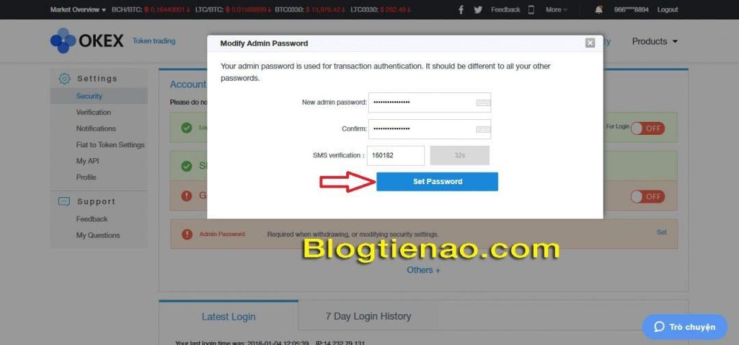 Thiết lập bảo mật Admin password. Ảnh 2