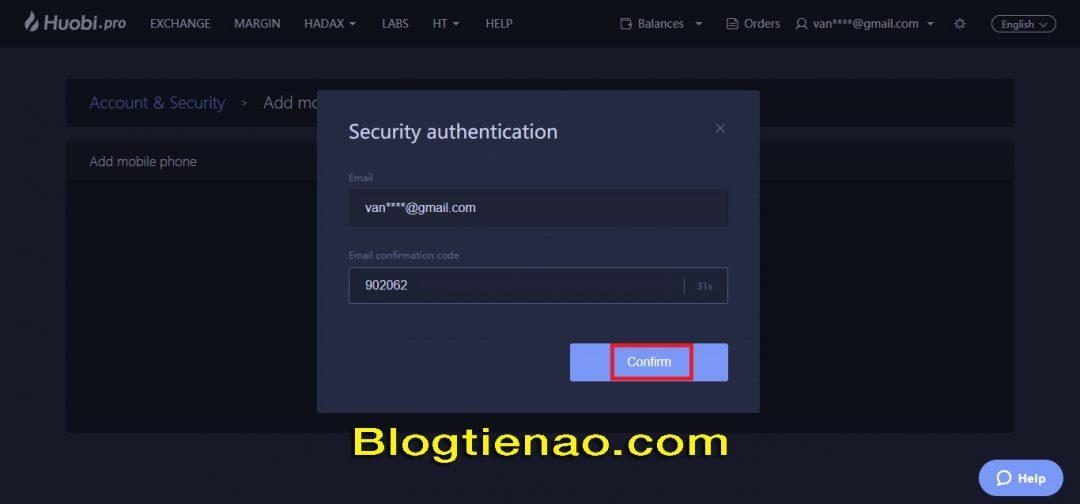 Bảo mật tài khoản HuobiPro. Ảnh 6