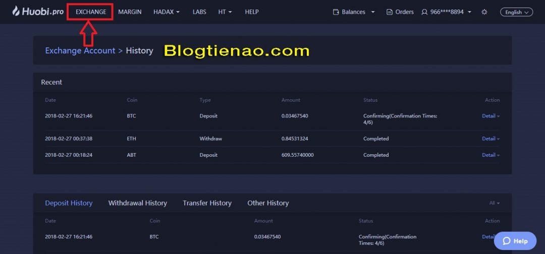 Mua bán trên Huobi Pro. Ảnh 1