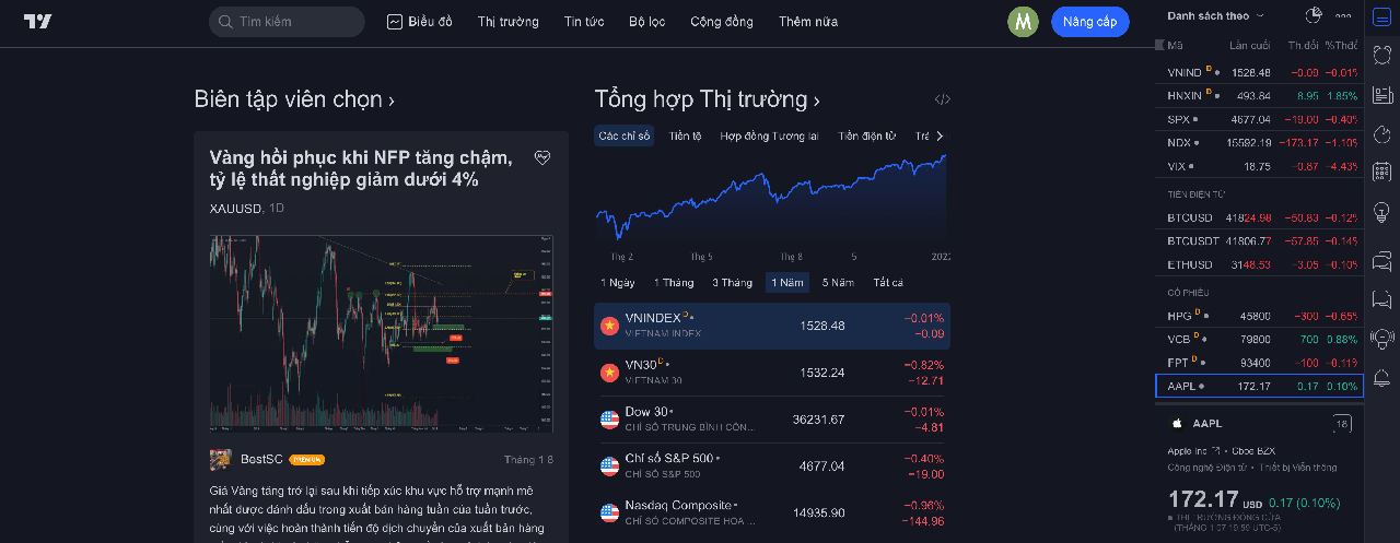 tradingview giao diện