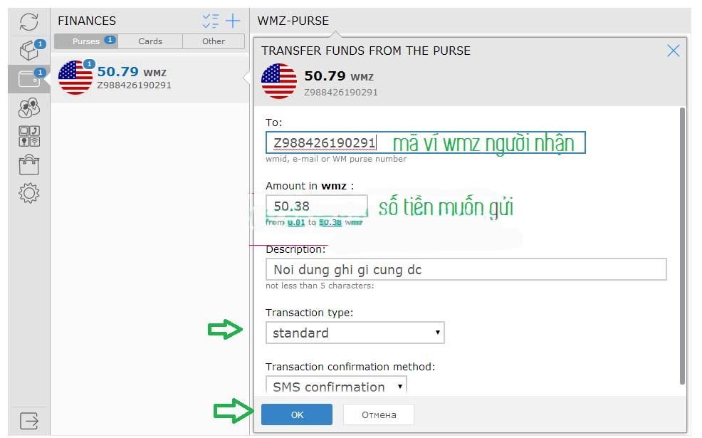 Chuyển tiền WMZ giữa 2 ví. Ảnh 2