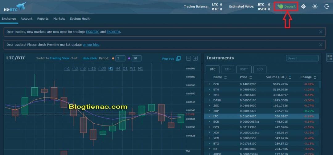 Nạp BTC vào sàn HitBTC. Ảnh 1
