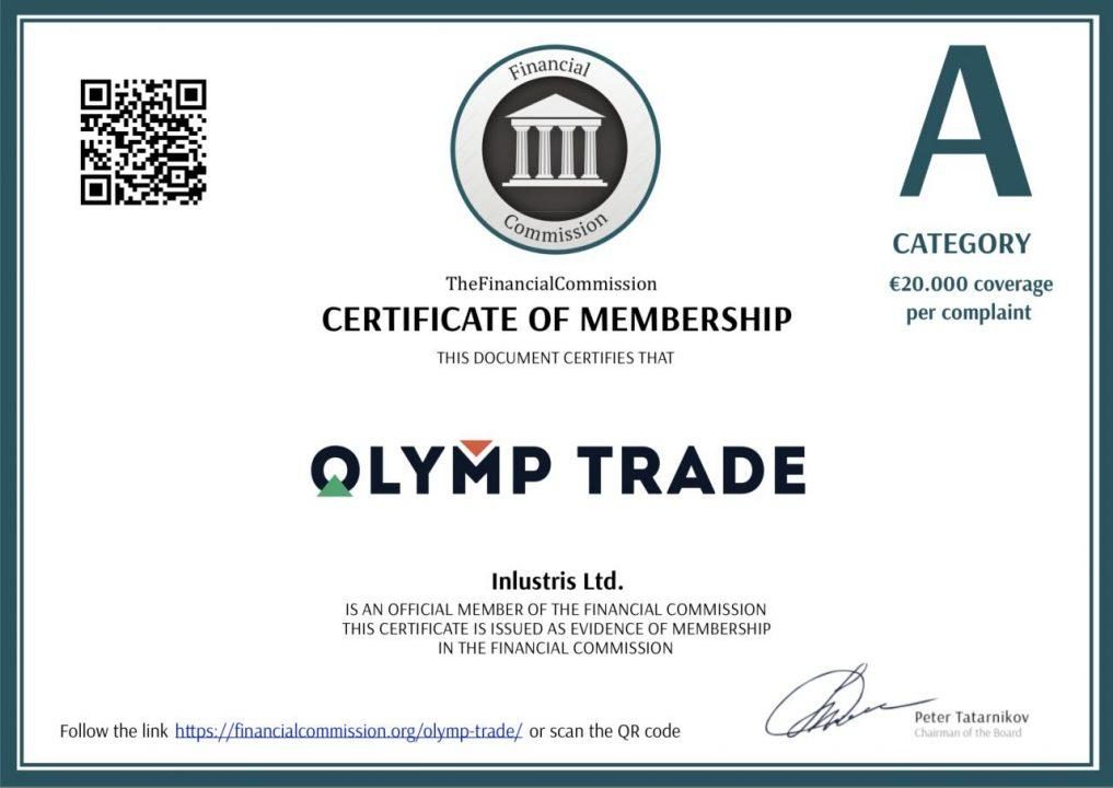 olymp trade certificate