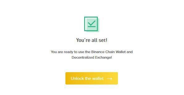 Tạo ví Binance Dex thành công