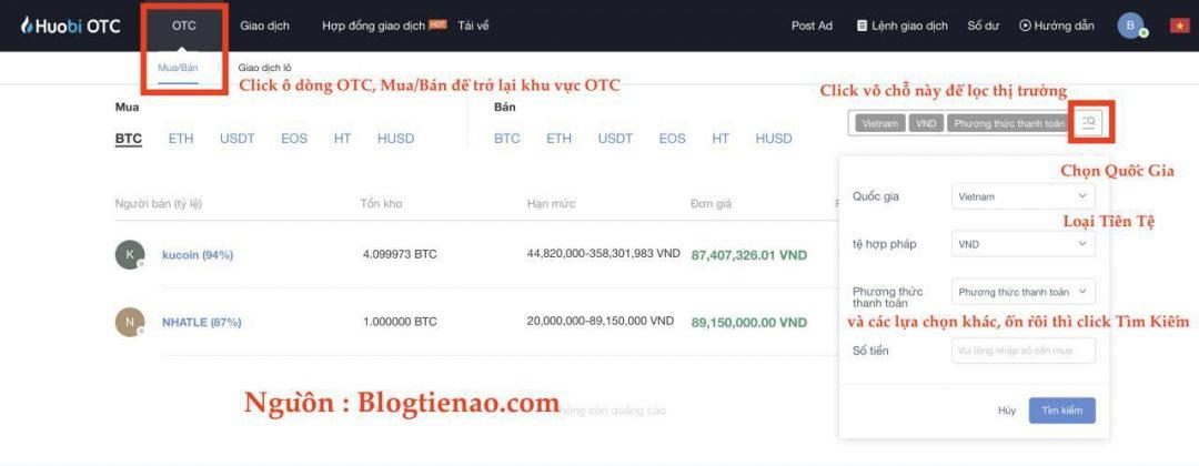 Huobi OTC cơ bản