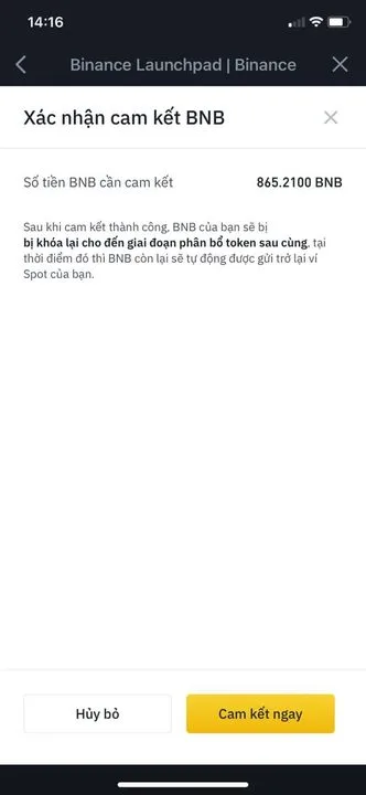 Xác nhận cam kết BNB