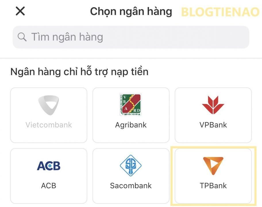 Chọn ATM ngân hàng cần liên kết