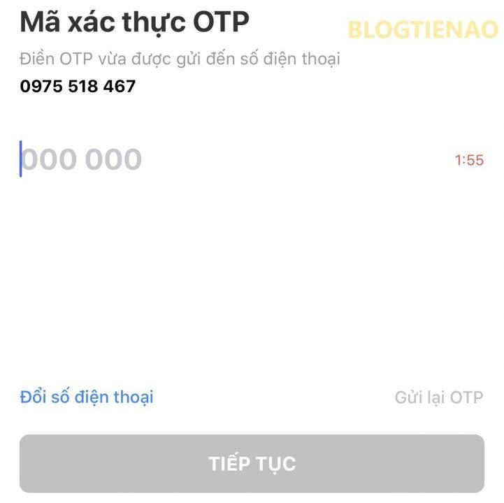 Nhập mã OTP 