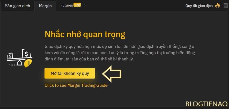 Chọn mở tài khoản ký quỹ