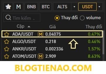 Các cặp giao dịch sàn Binance