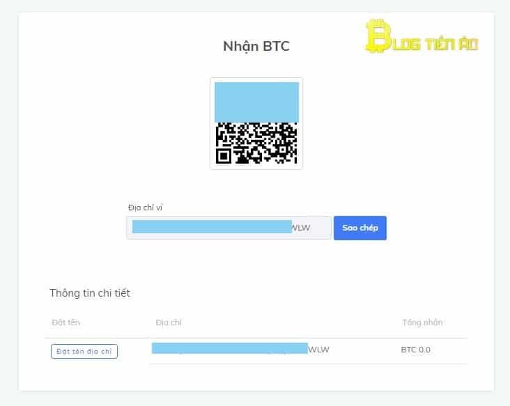 Chuyển BTC vào địa chỉ nhận