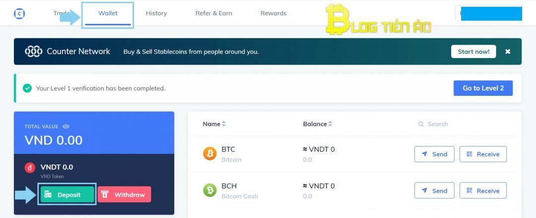 Nạp vnd để mua bán Bitcoin trên Coinhako