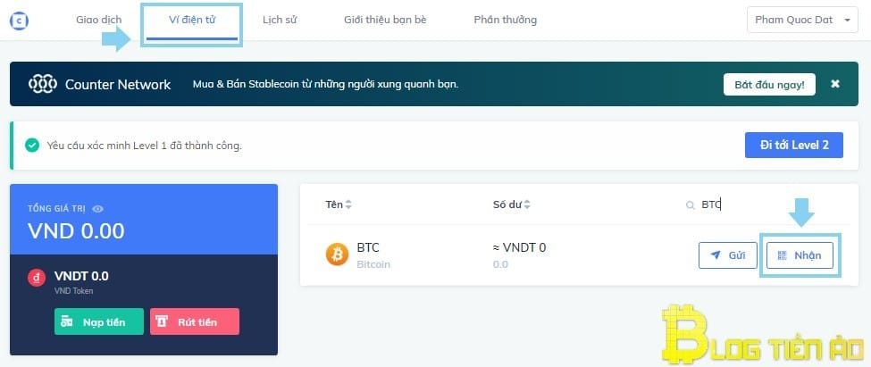 Nhận BTC để mua bán Bitcoin trên Coinhako