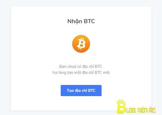 Tạo địa chỉ để nhận BTC