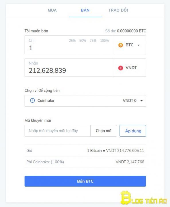 Thanh toán lượng bán Bitcoin