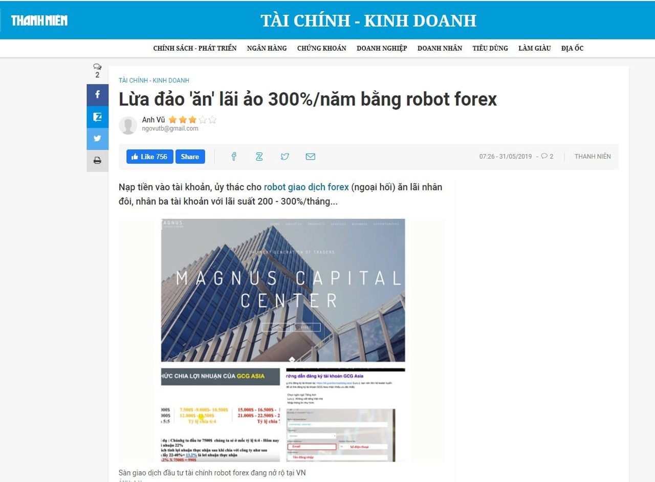 Lừa đảo ăn lãi 300% từ robot forex