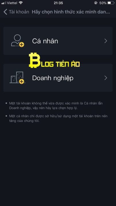 Chọn hình thức KYC