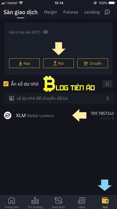 Rút coin trên ứng dụng Mobile