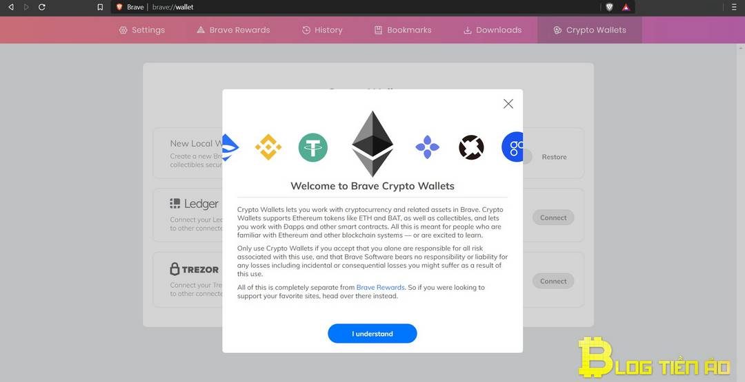 Ví Crypto trên Brave Browser