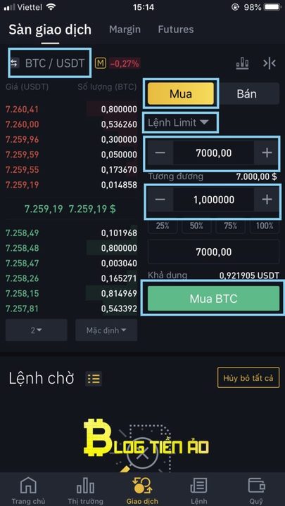 Ví dụ lệnh limit trên App