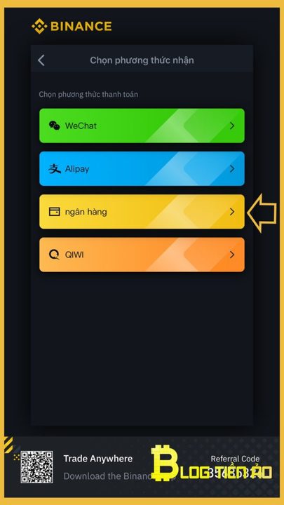Chọn phương thức thanh toán ngân hàng