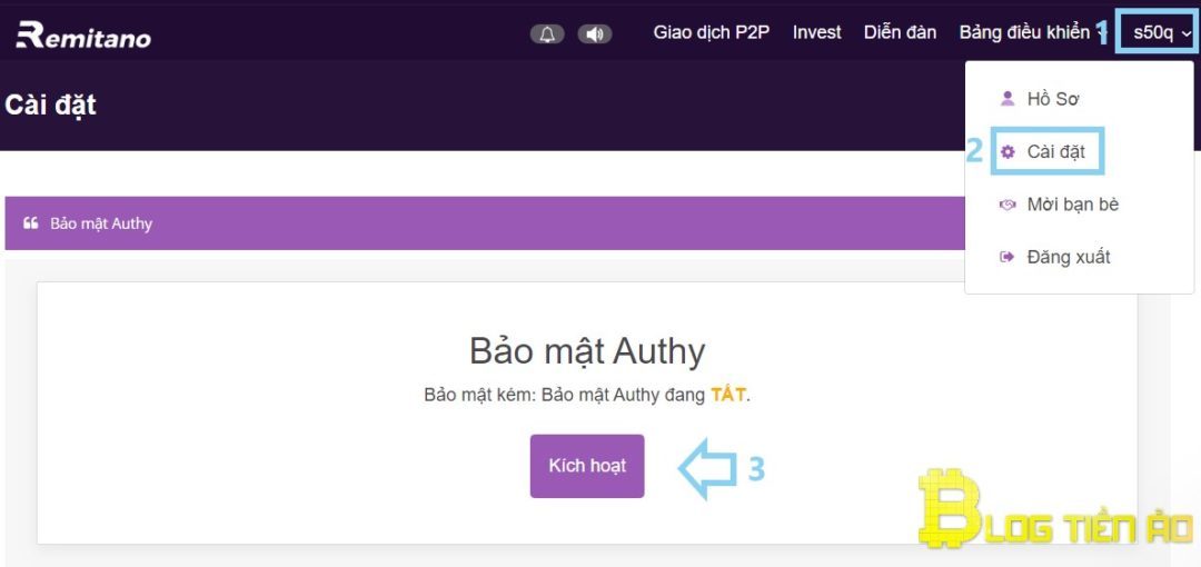 Kích hoạt bảo mật Authy cho tài khoản