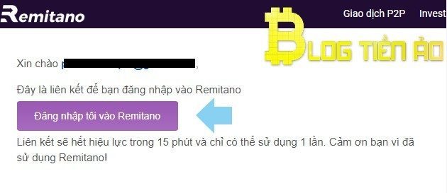Nội dung email xác nhận đăng nhập vào sàn Remitano