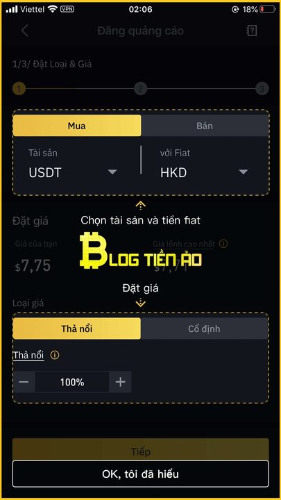 Thiết lập thông tin quảng cáo mua bán