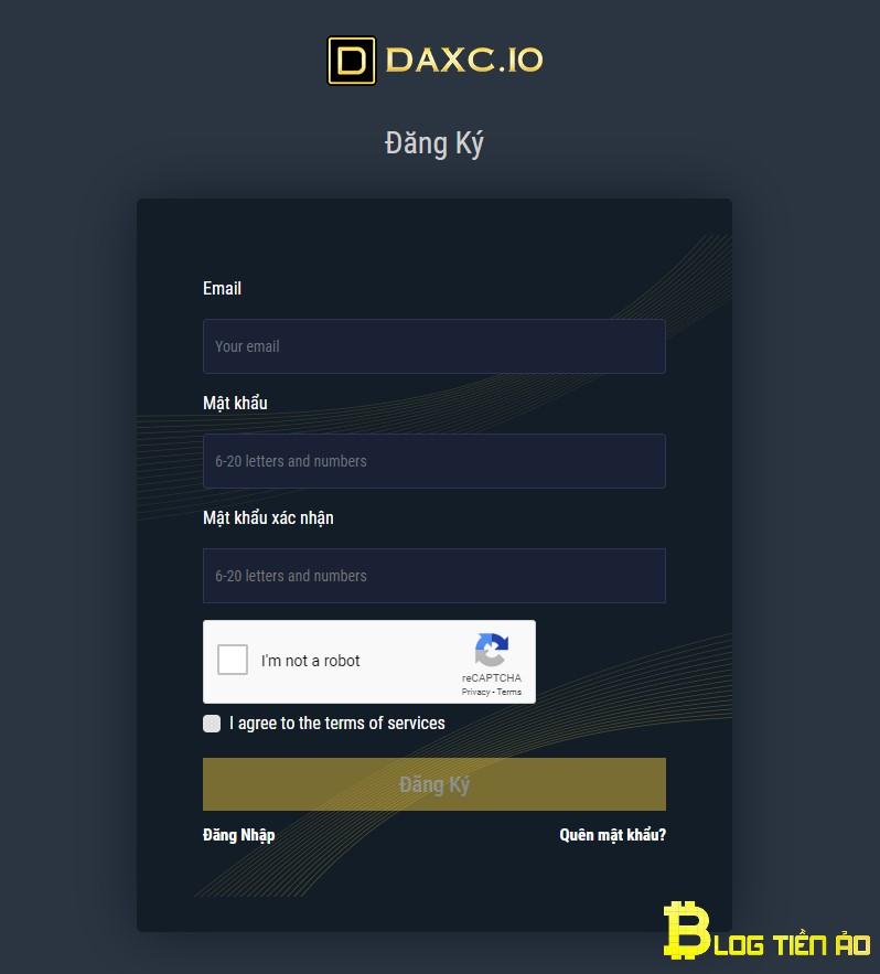 Daxc account registration form