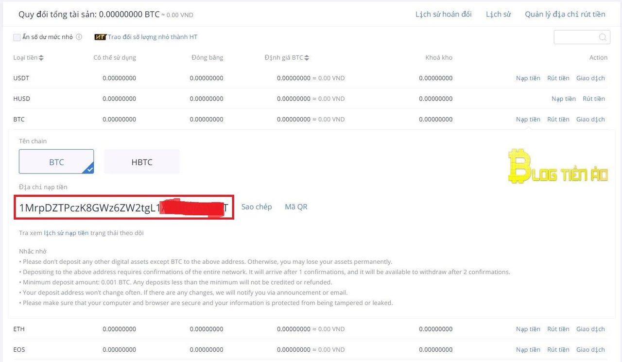 Top up Huobi coins