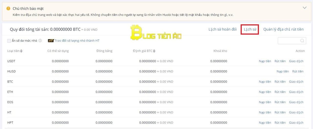 Top up Huobi coins