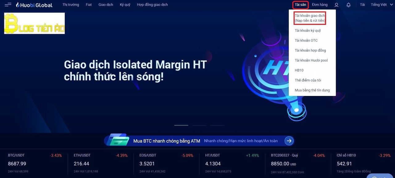 Top up Huobi coins