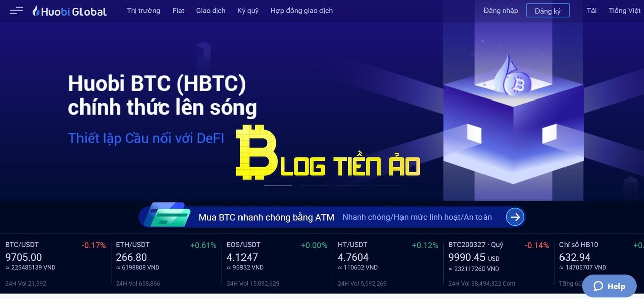 Giao diện sàn Huobi Global