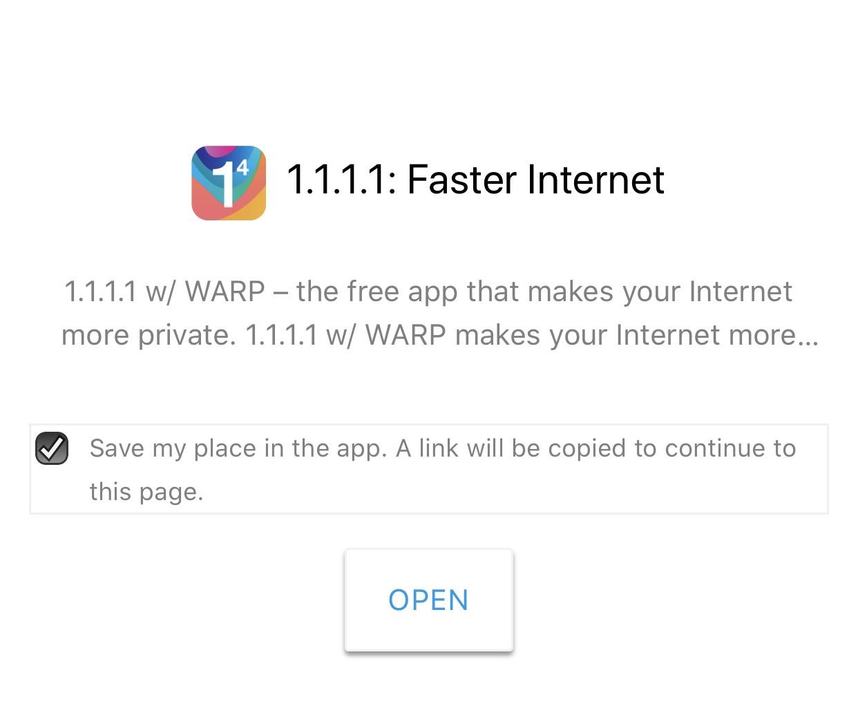 Access the download link of 1.1.1.1 app