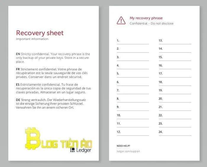 ledger nano x cụm từ khôi phuc