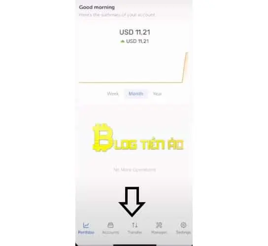 nhấn vào tab tranfer