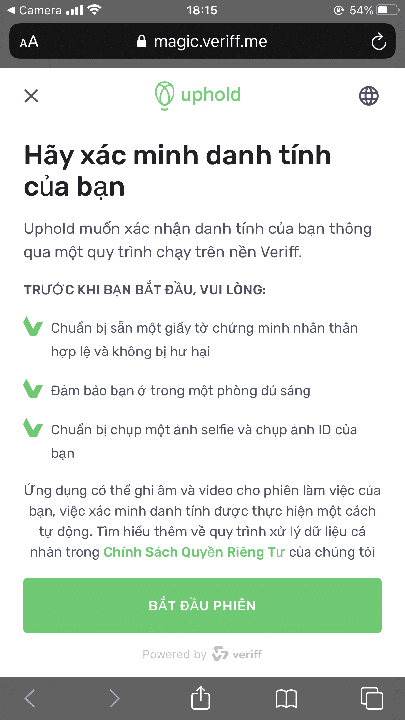 Bắt đầu quá trình xác minh tài liệu