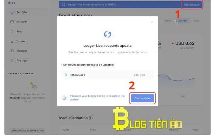 cập nhật tài khoản trên ví