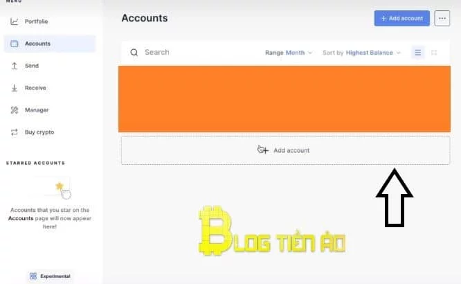 chọn add account để tạo địa chỉ mới